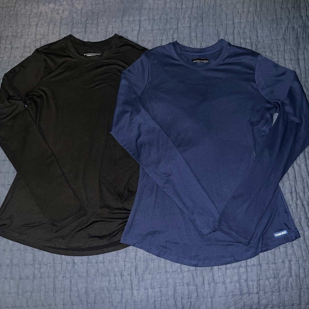 Cherokee Long Sleeve Underscrub Knit Tee Small - Black and Navy - Bundle of Two